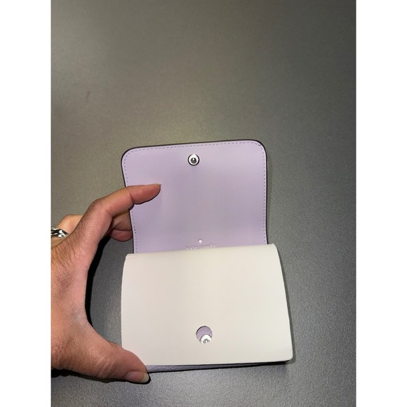 Kate Spade Kayla Pebbled Leather Small L-Zip Bifold Wallet Light Froz KK056 - Picture 5 of 9